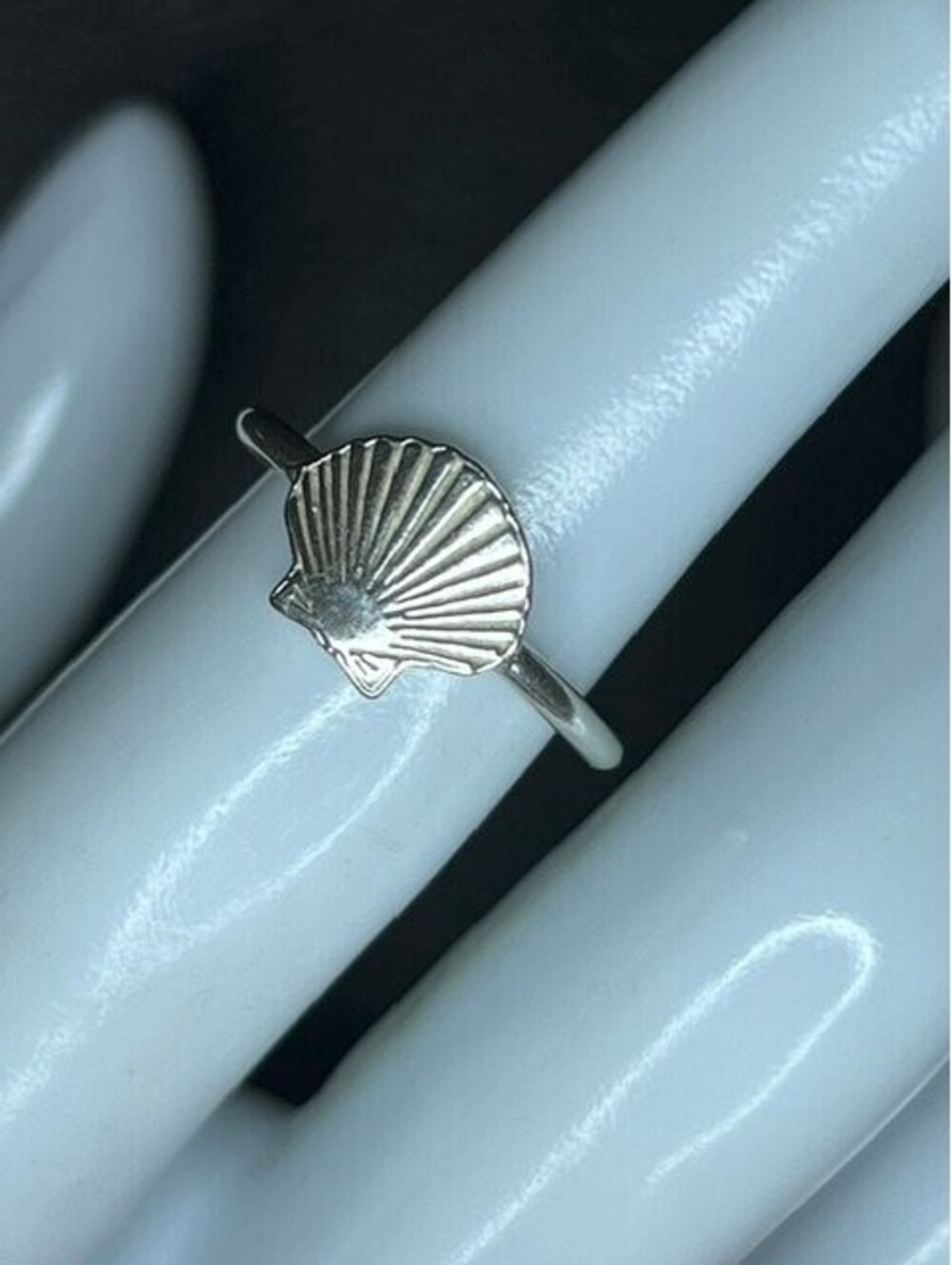 B7558 ALEX AND ANI Seashell Adjustable Ring Sterling Silver  Ocean Beach   sz 7